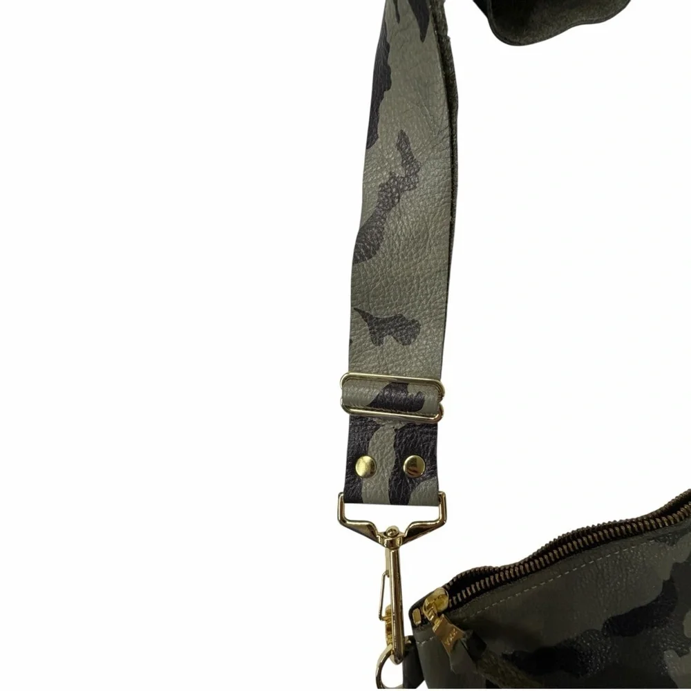 Zina Kao soft leather adjustable strap Urban Camouflage Messenger Bag